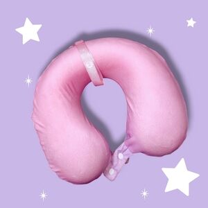 MIAMICA Pink Travel Pillow Soft Comfortable Lightweight With Snap Closure